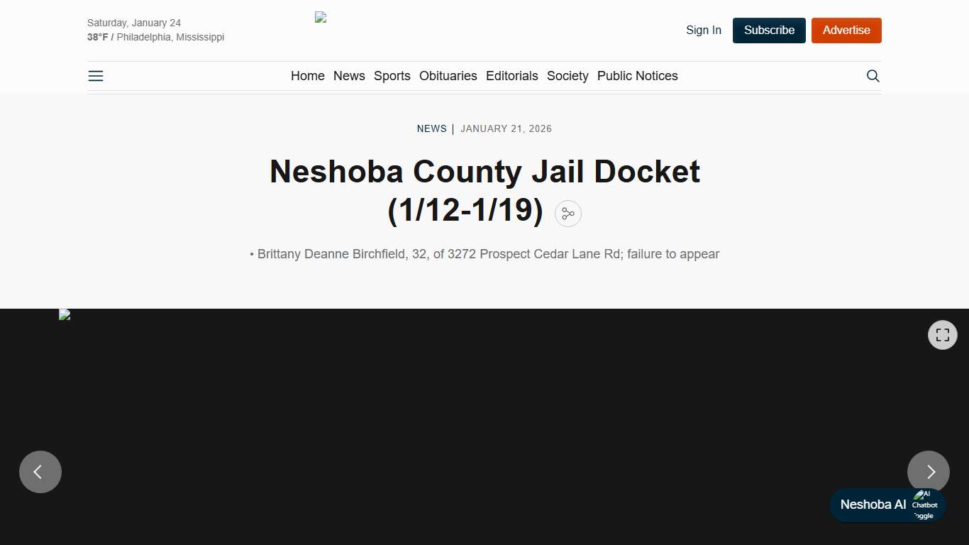 Neshoba County Jail Docket (1/12-1/19)