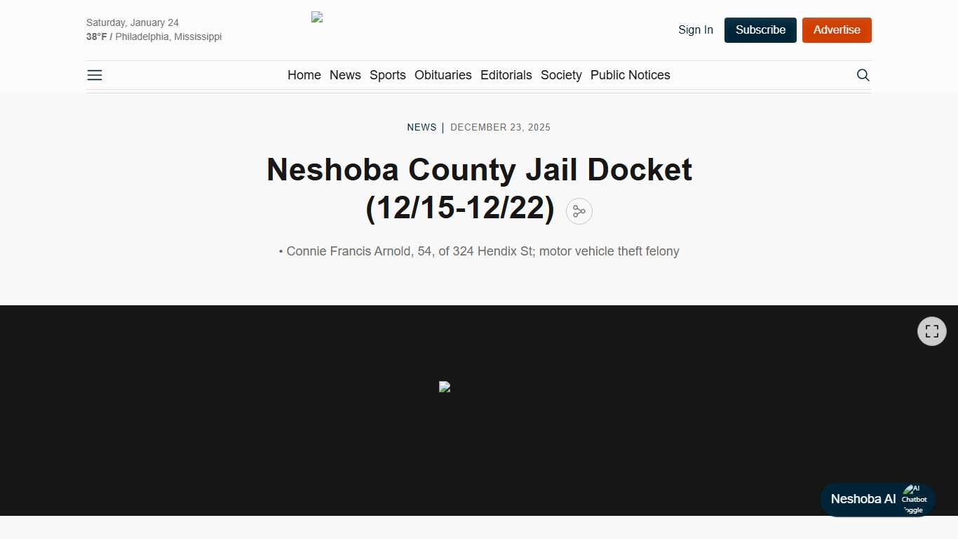 Neshoba County Jail Docket (12/15-12/22)