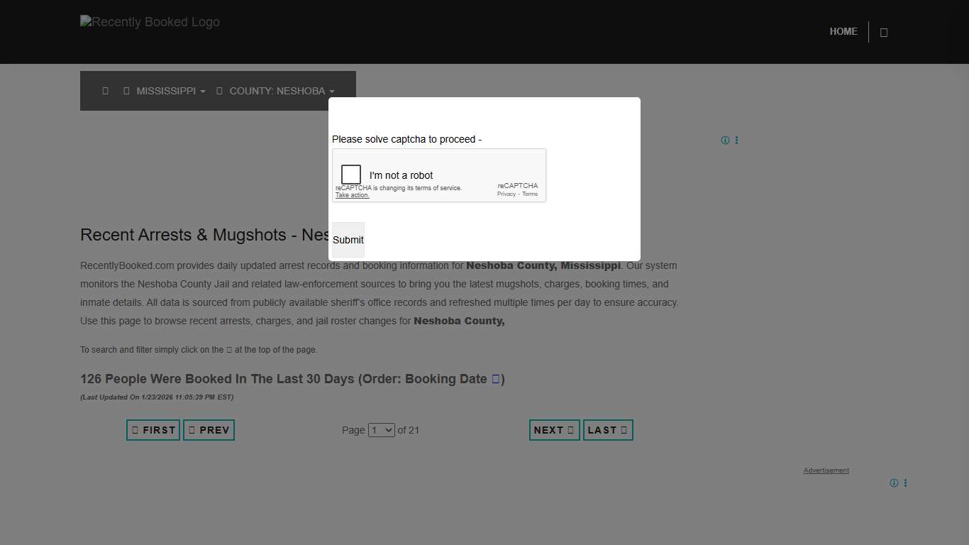 Neshoba County, Mississippi Mugshots RecentlyBooked.com